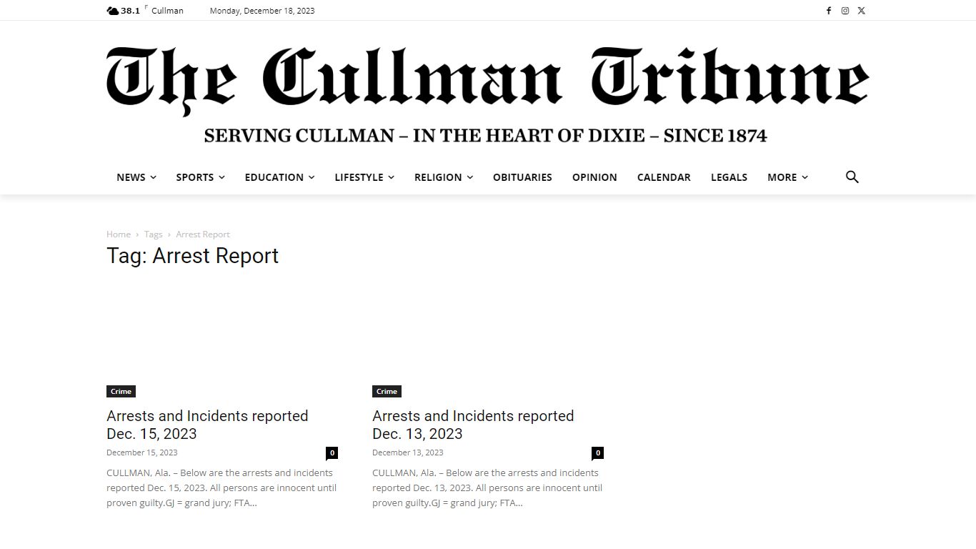 Arrest Report Archives - The Cullman Tribune